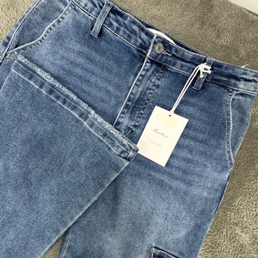 Kancan Womens Jeans‎ Size 28 W9 High Rise Flare Cargo Denim Blue
